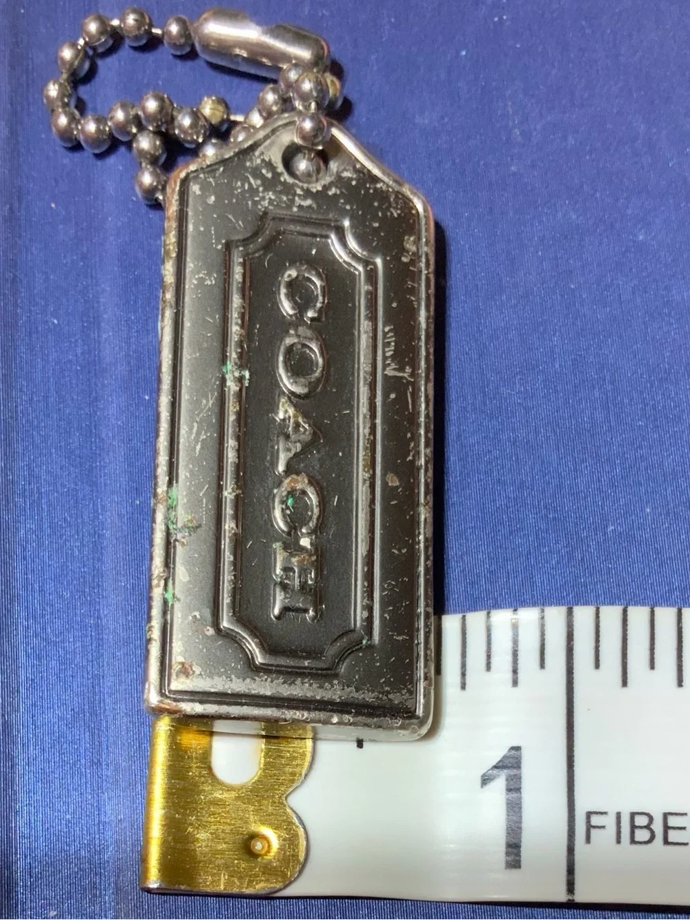 COACH GUNMETAL SILVER METAL CHARM KEY FOB 1.75″ Bag Charm